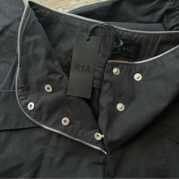 NWT RtA Zelie Curved Zip Detail Trouser Black Pants - Picture 12 of 16